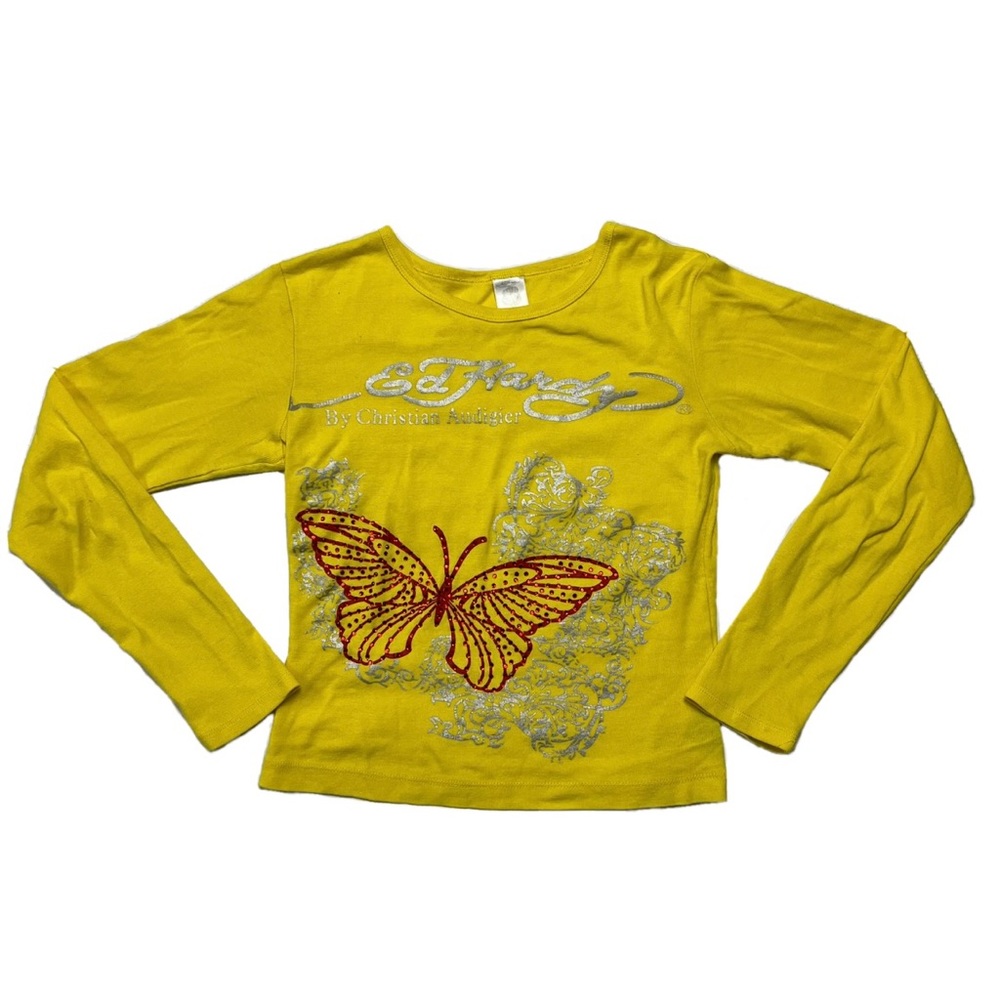 RARE Y2K Vintage Ed Hardy Butterfly Long Sleeve Size Small